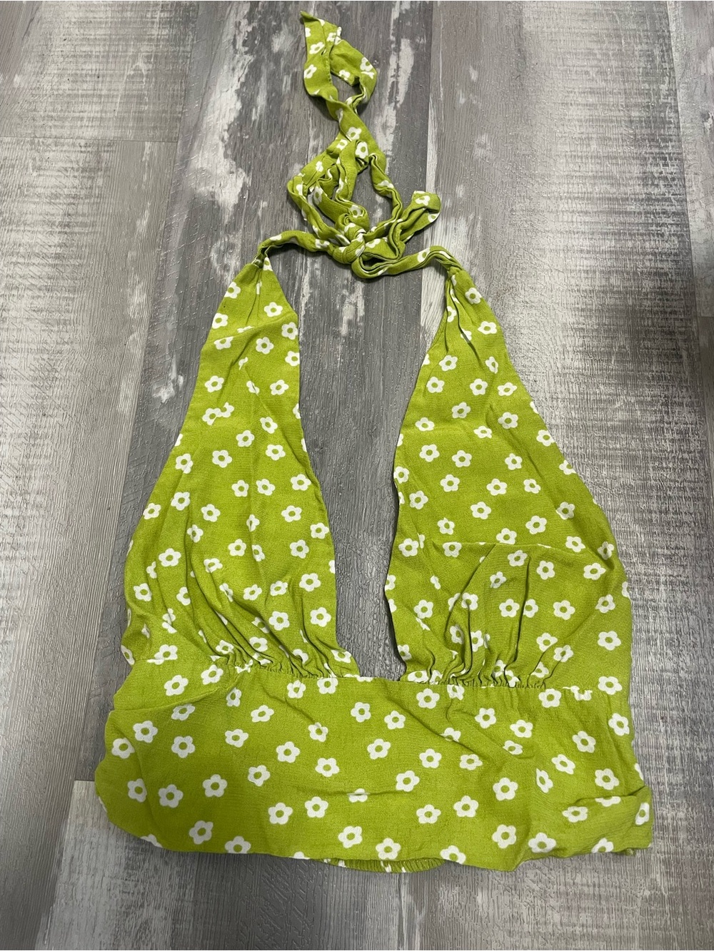 Garage Green Floral Retro Halter Top